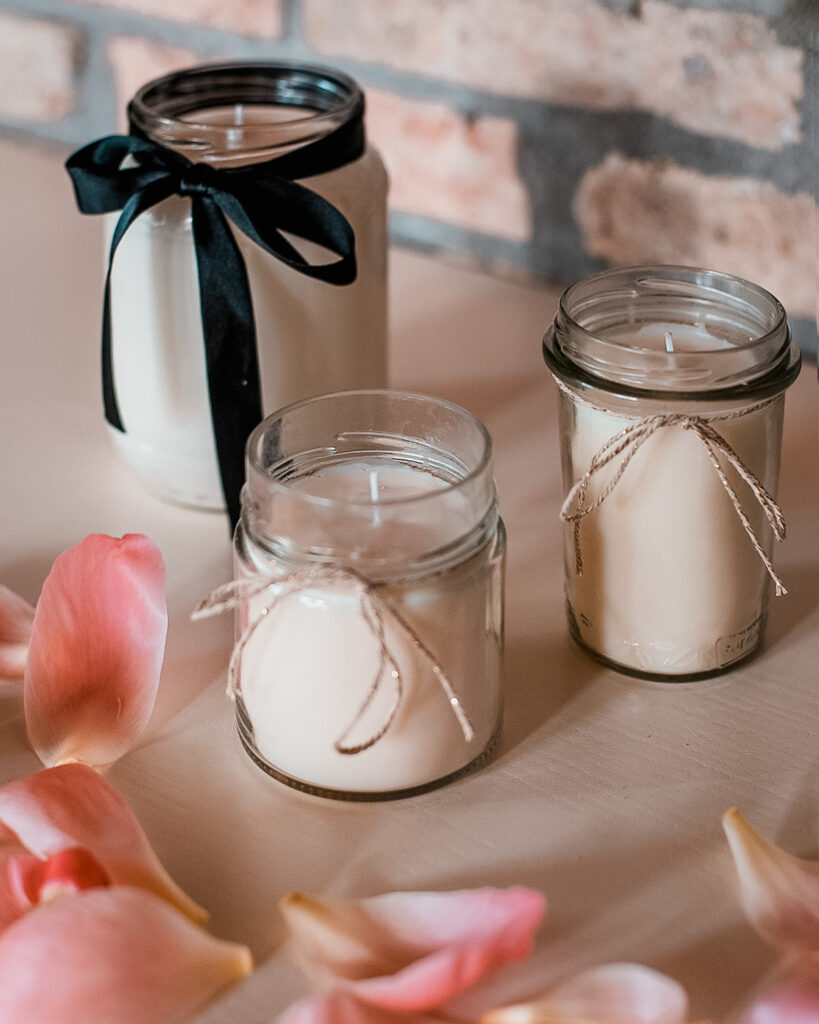 candela con cera di soia homemade