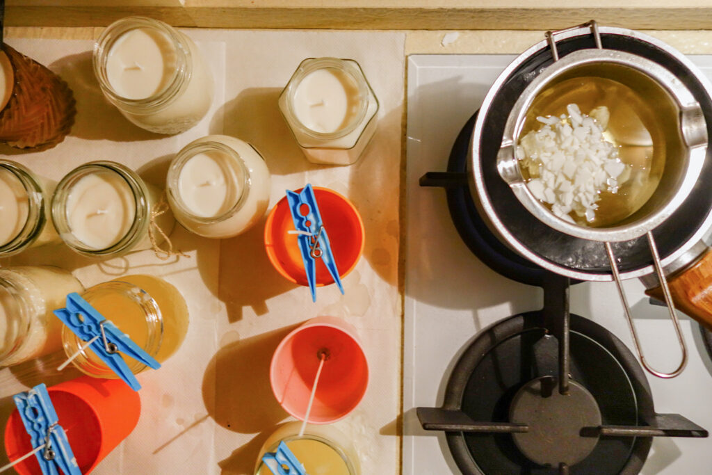 tutorial candela con cera di soia